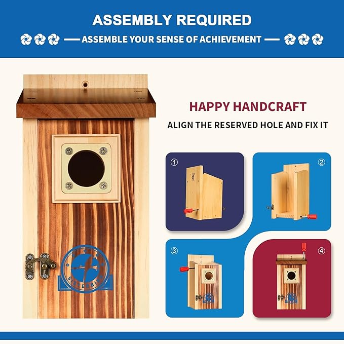 SISTERBIRD Pack of 2 Premium Bluebird Houses for Outside, Assembled Bird House Gift, Garden Decoration Bluebird House, Copper Predator Guard, Easy to Clean Bird Nesting