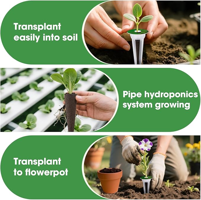 129Pcs Hydroponic Pods Kit with A&B Plant Food, 50 Grow Sponges, 50 Plant Labels, 12 Grow Baskets, 12 Grow Domes and 1 Tweezers - Indoor Hydroponics Supplies
