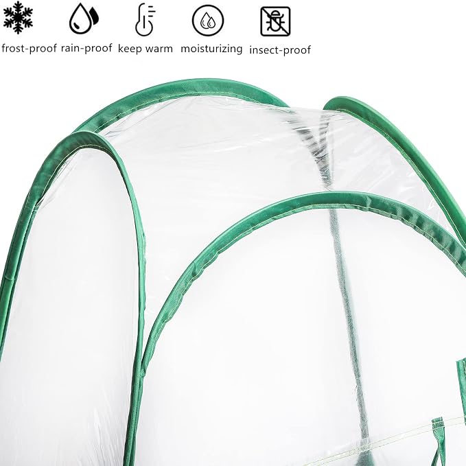 Lyellfe Pop Up Greenhouse Cover, PVC Mini Greenhouse with Nails, 28" x 28" x 34" Clear Portable Backyard Gardening Flower Sunshine Tent Room for Indoor Outdoor Plant, Cold Frost Protector