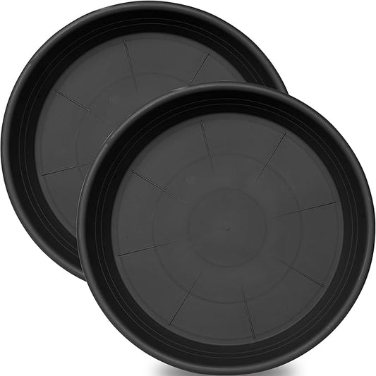 2 Pack of 14 inch Plant Saucer, Plastic Plant Saucer 14 inch, Bird Bath Bowls, Heavy Duty Plant Tray for Pots, Plant Saucers for Indoors Planter, Garden Water Plate 12"/13"/14" (Black)