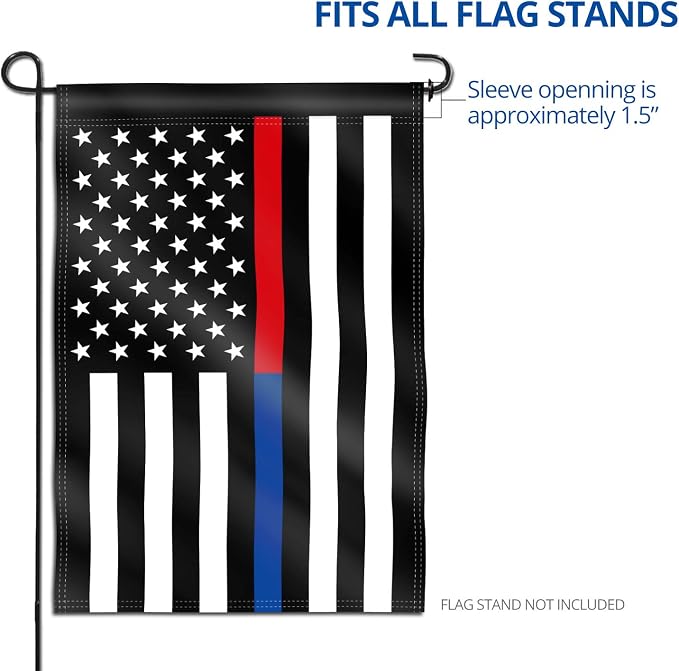ANLEY Double Sided Premium Garden Flag, Thin Blue and Red Line US National Honor Police Officer & Firefighter Garden Flags - Weather Resistant & Double Stitched - 18 x 12.5 Inch