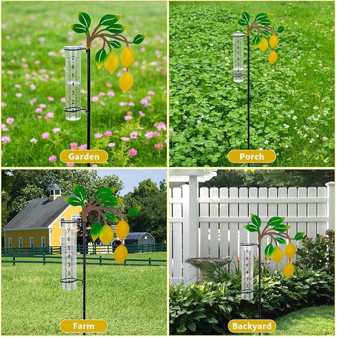 Rain Gauge with 7-Inch Tube, Unique Rain Gauge Outdoor, Decorative Rain Water Gauge for Garden, Yard, Lawn