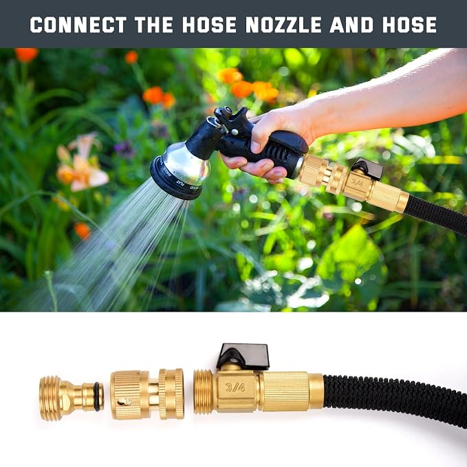 Kesfitt Garden Hose Quick Connect 3/4 Inch GHT Solid Brass Hose Connector Adapter Kit Fitting No-Leak Water Hose Female and Male Adapter (6 Sets)