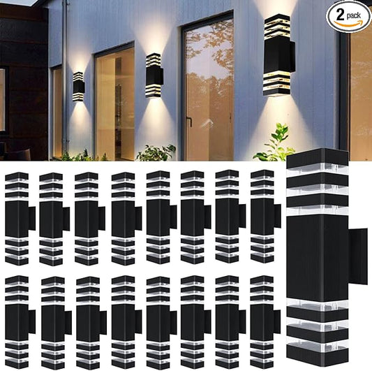16Pack 15inch LED Square Up & Down Wall Lights,14W Outdoor Wall Light 4000K Day White Aluminum Body Waterproof IP65 LED Exterior Light Fixtures Wall Mount for House Patio Garage Garden.