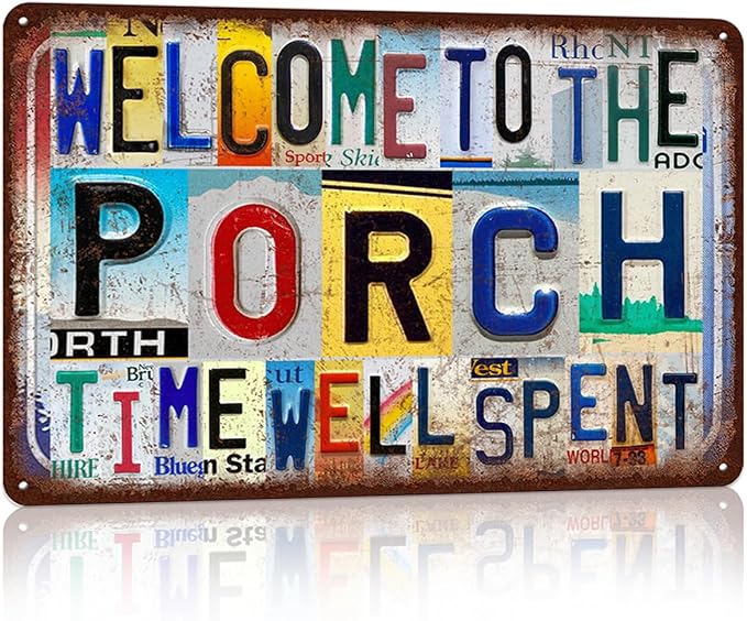 Vintage Welcome to The Porch Wall Decor Metal Sign Tin Signs - time well spent