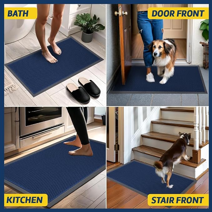 Muddy Mat® Meshy Mat™ Door Mat Heavy-Duty Quick-Dry Floor Mat, Sand & Dirt Trapper for Indoor & Outdoor, Ideal for Entrance, Mudrooms,Patios & Garages,Low-Profile,Non-Slip,Washable– Blue 36"x60"x0.4"