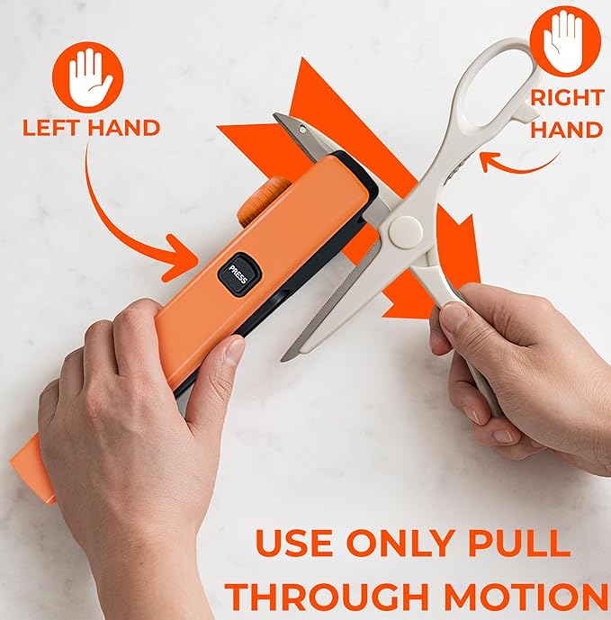 Scissors Sharpener – 4 Angle Settings for Kitchen, Fabric, Hair & Craft Scissors – Quick, Safe Sharpening for All-Purpose & Heavy-Duty Scissors – Right Hand Use
