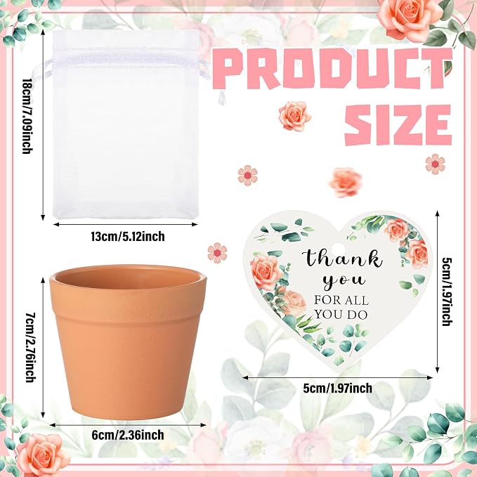 Ctosree 24 Sets Teacher Appreciation Gifts Thank You for All You Do Seed Packets Include Seed Packets Flowerpot Thanks Tags Organza Bags for Coworker Employee Nurse Staff Appreciation Gifts