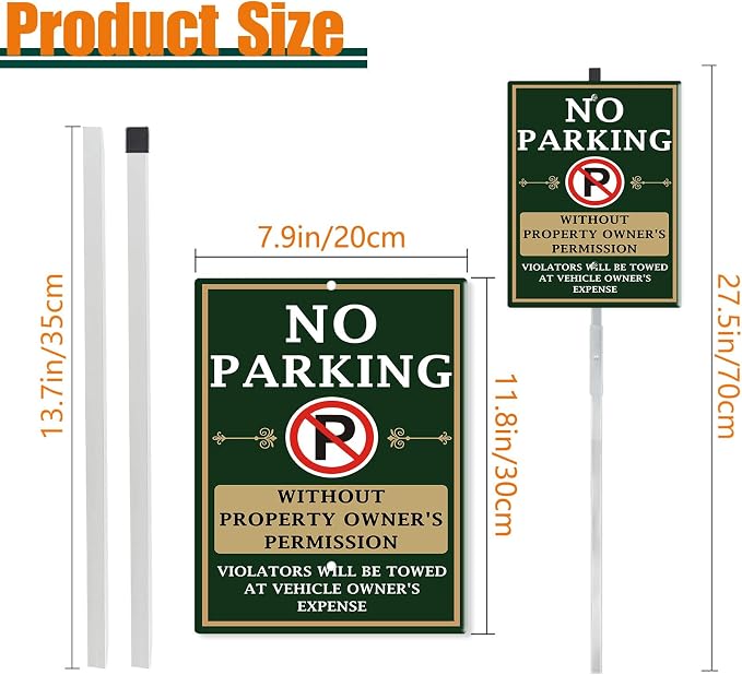No Parking Yard Sign With Stakes Do Not Park Private Property Reflective Aluminum Yard Signs Rust Free For Lawn Garden Neighborhood (8x12) IN
