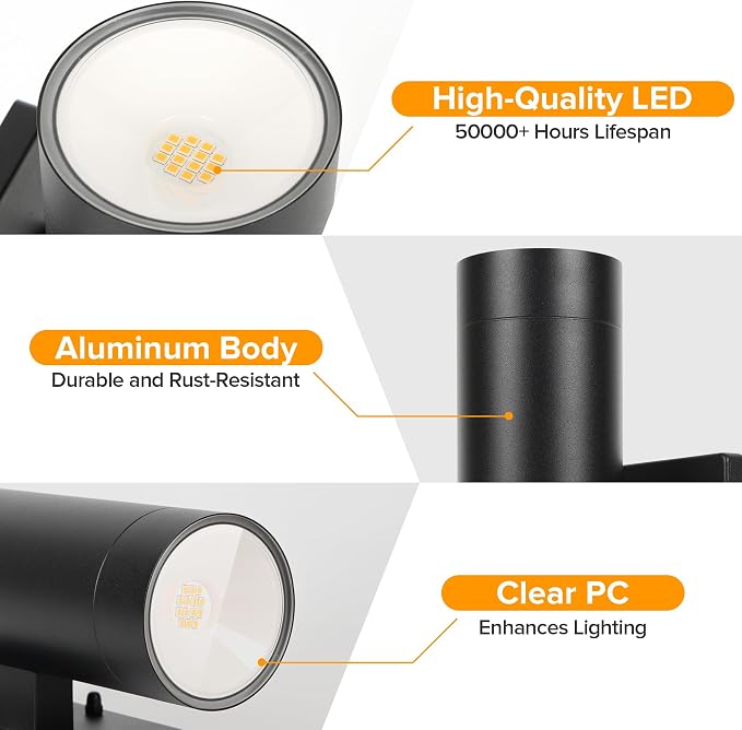 LUTEC Outdoor Wall Light Fixtures, Integrated LED Cylinder Up-Down Sconce, 16W 3000K Waterproof Aluminum Exterior Lighting, Modern Matte Black Wall Sconce Outdoor Lighting for Porch, Entryway, 4 Pack