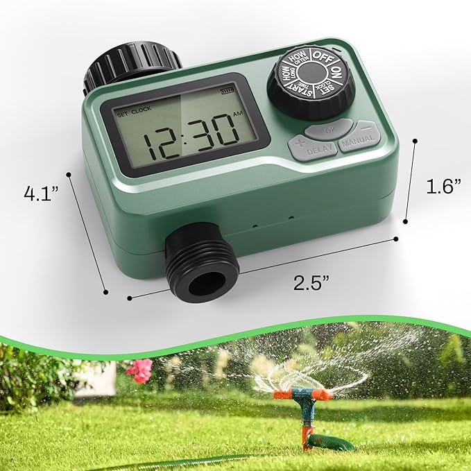 BN LINK Programmable Sprinkler Timer with Rain Delay – Waterproof Digital Water Timer for Garden Hoses, Manual & Auto Modes – Ideal for Lawn, Yard, Drip Irrigation System, 1 Outlet