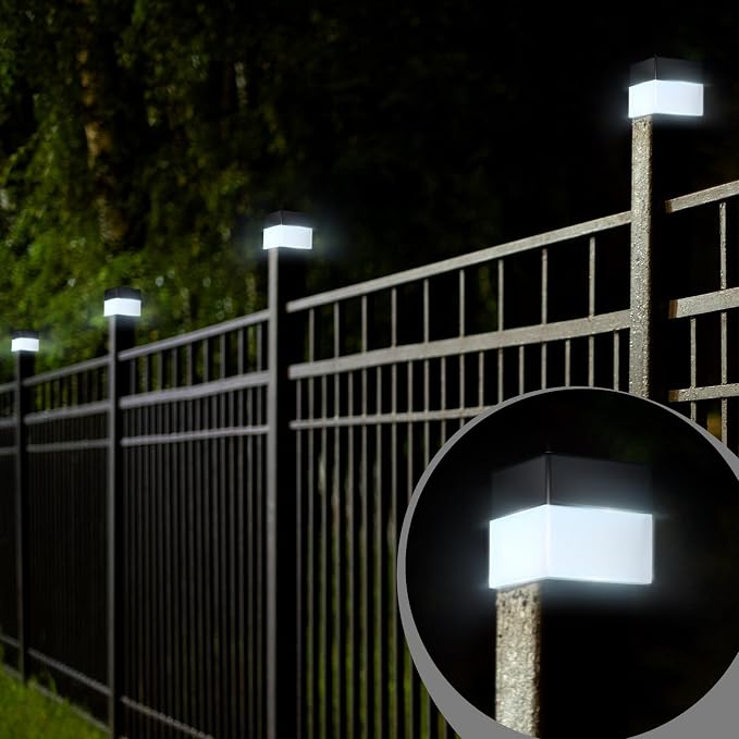 Tujoe Solar Post Cap Lights Fence Post Solar Lights 2in x 2in (5cm x 5cm)(White,25 Pack)