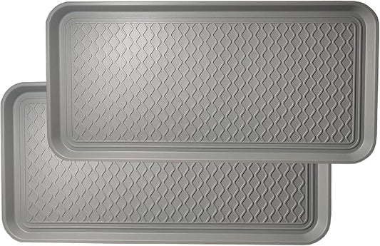 Large Multifunctional Boot Tray 2 Pack Boot Mat Washable Indoor or Outdoor Tray Mat Doormats for Shoes Boots Plants Pots Paint Tins Pet Bowls Car Storage, 30 x 15 x 1.2 Inches