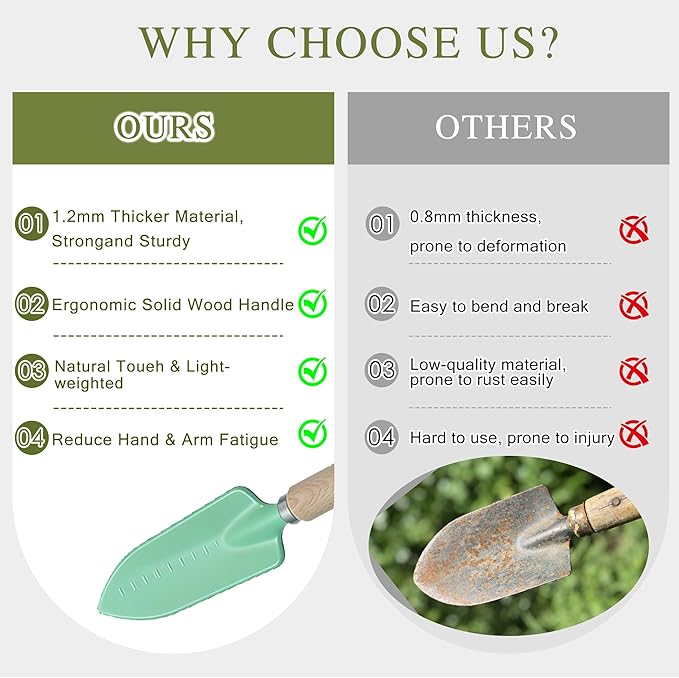 Gardening Tools 9-Piece Heavy Duty Gardening Hand Tools Set (Green), Stainless Steels and Reinforced Garden Supplies Kit, Durable Flower Garden Tools Organizer Handbag, Ideal Garden Gifts for Women