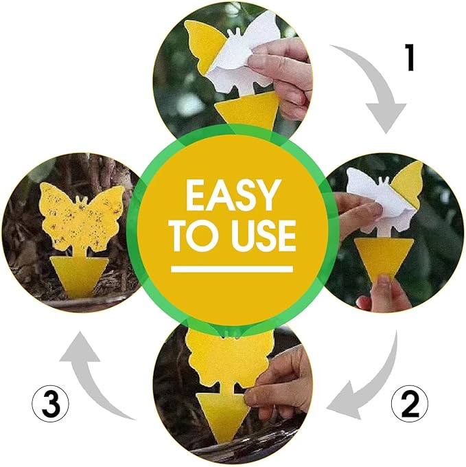 58 Pack Yellow Sticky Gnat Traps for Plants - Fungus Gnat Killer, Fruit Fly Traps for Indoors, Gnat Sticky Traps for Plants, Family Friendly Design, Sunflower + Butterfly Shapes