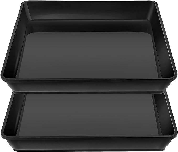 Square Plant Saucer 12 Inch 2 Pack, Durable Plastic Plant Trays Plant Pot Saucers, Square Planters for Indoors and Outdoors Plants, Garden Large Plant Saucers for Pots Black.