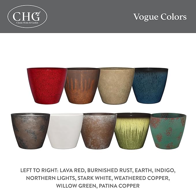 Classic Home and Garden by Growscape Vogue Planter Pots (8” Patina Copper)