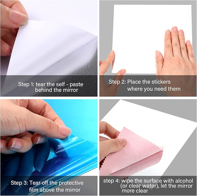 Zonon Flexible Mirror Sheets Self Adhesive Non Glass Mirror Tiles Stickers for Home Wall Decor(10 Pieces,12 x 12 Inches)