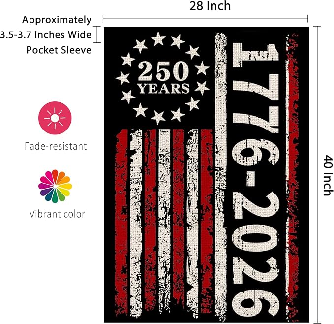 250 Anniversary Usa Garden Flags for Outside, 250 Anniversary USA Flag 1776-2026 Commemorative USA 250th Anniversary Banner 4th of July Decorations Patriotic Yard Sign Double-Sided Waterproof House Flag 28x40 Inch 250 Year American Flag