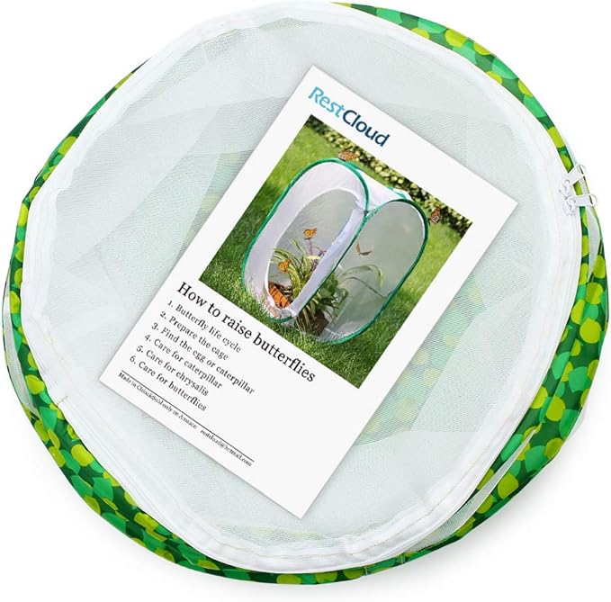 RESTCLOUD Insect and Butterfly Habitat Cage Terrarium Pop-up 12" x 14" Tall