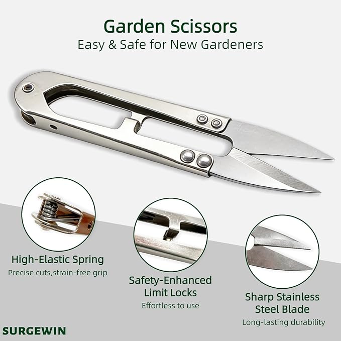 2 Pack 4.1Inch Pruning Scissors, Bud And Leaves Trimmer Yarn Thread Cutter Snips Trimming Supplies, Garden Plants, Gardening Clippers Flower, Stainless Steel Pruners Trimmers