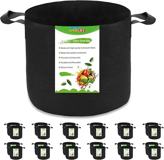 24-Pack 5 Gallon Grow Bags, Heavy Duty Aeration Fabric Pots with Handles for Garden and Planting, Pots for Plant