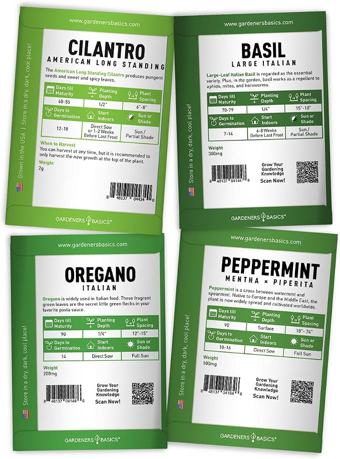 Gardeners Basics Hydroponic Herb Pods Grow Kit Compatible with Aerogarden & Lettuce Grow - 8 Varieties of Fresh Culinary Herbs Indoors and Outdoors Seeds, Aquaponic & Hydroponic Herb Seed Pod Kit