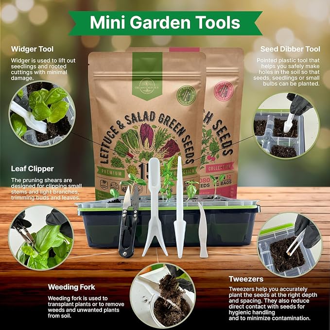 15 Lettuce & Greens and 12 Radish Seeds Variety Pack Bundle, 20,175+ Non-GMO Heirloom Garden Seeds for Planting Lettuce, Greens, and Radishes for Indoor & Outdoor Gardening