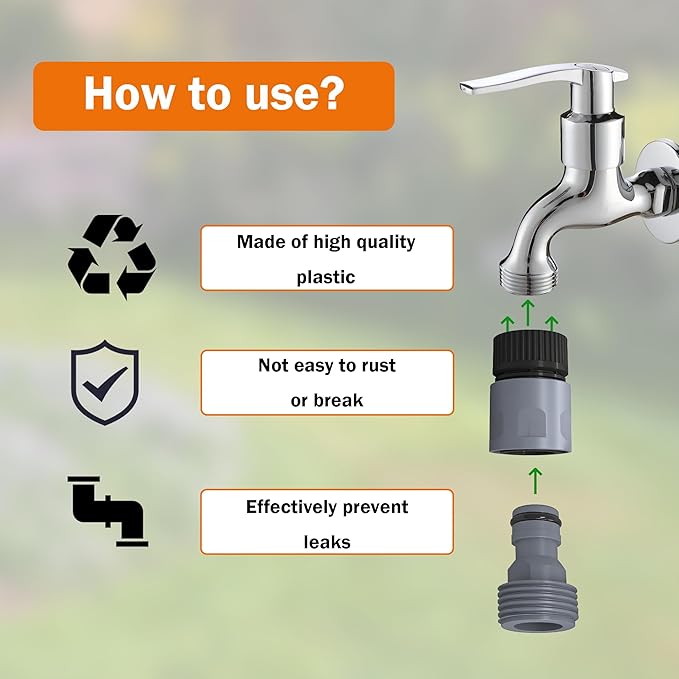 LIULO TOOL 8 Sets Garden Hose Quick Connector, 3/4 Inch Plastic Water Hose Fittings Male and Female Connectors Hose Adapters