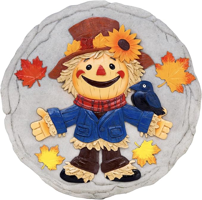 Spoontiques Scarecrow Stepping Stone - Garden Décor - Decorative Stone for Patio Home Lawn and Yard