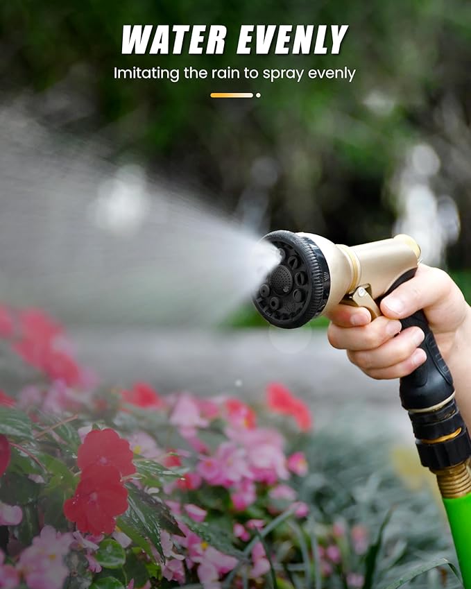 RAINPOINT Garden Hose Nozzle with Quick Connect, Heavy Duty Water Hose Sprayer Nozzle with 9 Adjustable Spray Patterns, Hand Sprayer for Watering Plants, Lawns, Car and Pet Washing (Black)