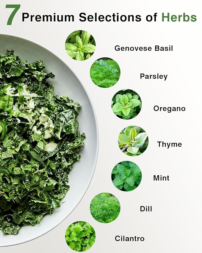 Gourmet Herbs Seed Pod Kit for AeroGarden, iDoo, Ahopegarden, MUFGA with Basil, Parsley, Thyme, Mint, Cilantro, Dill, Oregano(12-Pod)