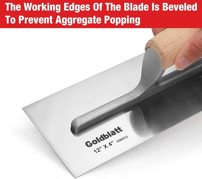 Goldblatt 3 Pieces Drywall Trowel, Carbon Steel Finishing Masonry Trowel Set Includes 14'' x 4'', 12'' x 4'', 8'' x 3'', Lightweight Wood Handle, Plastering Trowel for Sheetrock Wallboard Plasterboard