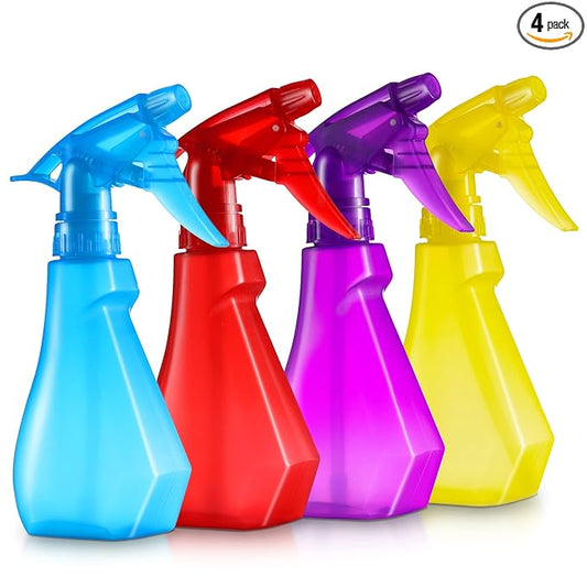 DilaBee 8oz 4-Pack Empty Spray Bottles for Cleaning Heavy Duty, Small Spray Bottle for Hair, Plant Mister, Squirt Bottle for Cats, Spritzer Bottles for BBQ - Multi-color Water Sprayer - BPA-Free