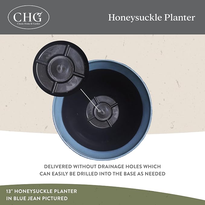 Classic Home and Garden by Growscape Honeysuckle Resin Planters - Lightweight Indoor & Outdoor Plant Pots - UV-Resistant Plastic Flower Pots - Pot Planters for Flowers & Herbs (15" Bamboo)