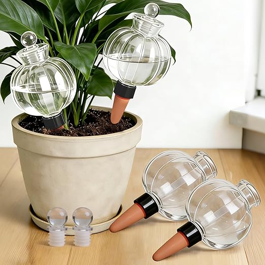 18 Oz Large Plant Watering Globes & Self Watering Bulbs, Water Globes & Bulbs for Indoor Outdoor Plants, Plant Globes Feeders for Watering Plants While Away & On Vacation 4-Pack