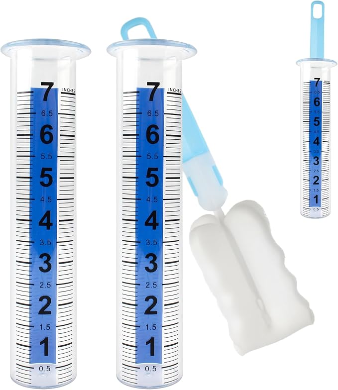 TBWHL Rain Gauge Outdoor, 7-inch Plastic Rain Gauge, Freeze Proof Outdoor Rain Gauges Replacement Tube for Garden Yard,Easy to Read, Rain Gauges Outdoors Best Rated, 2 Pcs Tubes with 1 Clean Brush