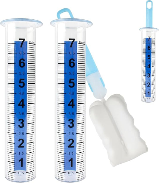 TBWHL Rain Gauge Outdoor, 7-inch Plastic Rain Gauge, Freeze Proof Outdoor Rain Gauges Replacement Tube for Garden Yard,Easy to Read, Rain Gauges Outdoors Best Rated, 2 Pcs Tubes with 1 Clean Brush