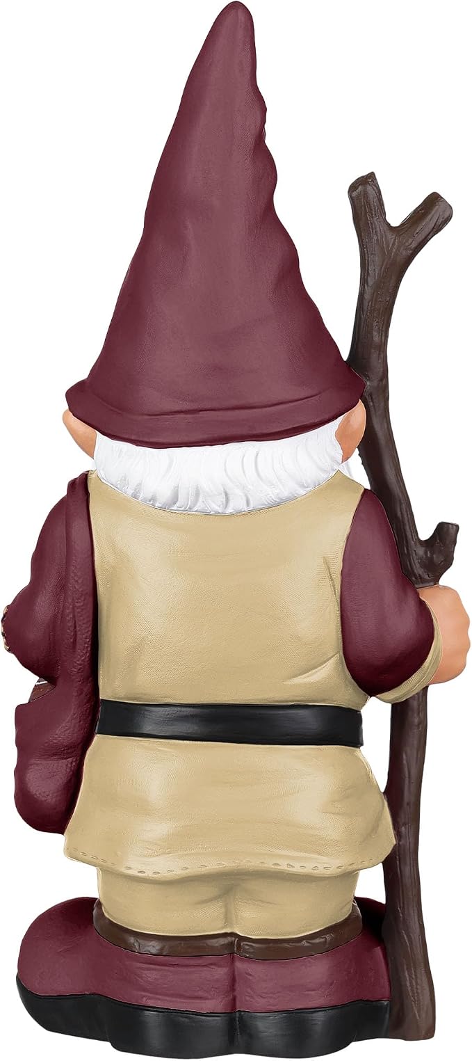 FOCO NCAA Unisex-Adult NCAA College Team Logo Holding Stick Garden Statue Outdoor Gnome