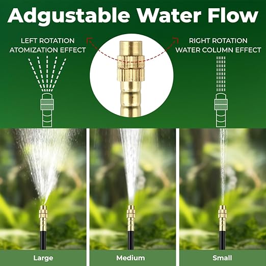Drip Irrigation System for Watering Garden: 31FT Automatic Atomizing Kits with Parts Include Fittings 1/2" 1/4" Tubing Hose Quick Connect 10 PCS Adjustable Sprinklers for Outdoor Lawn Yard Greenhouse