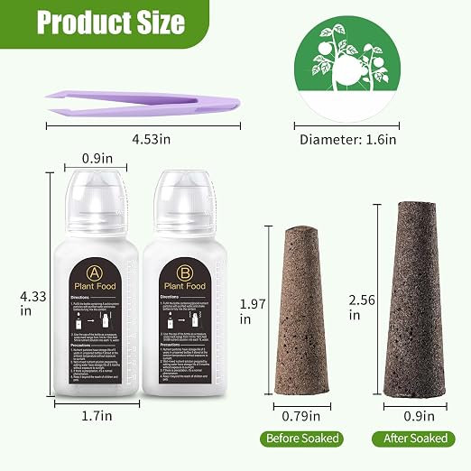 51 Pcs Grow Sponges and Plant Food Compatible with Aero Garden and All Brands - Seed Pods Lables and Indoor Plant Fertilizer for Z214 Indoor Garden Hydroponics Growing System