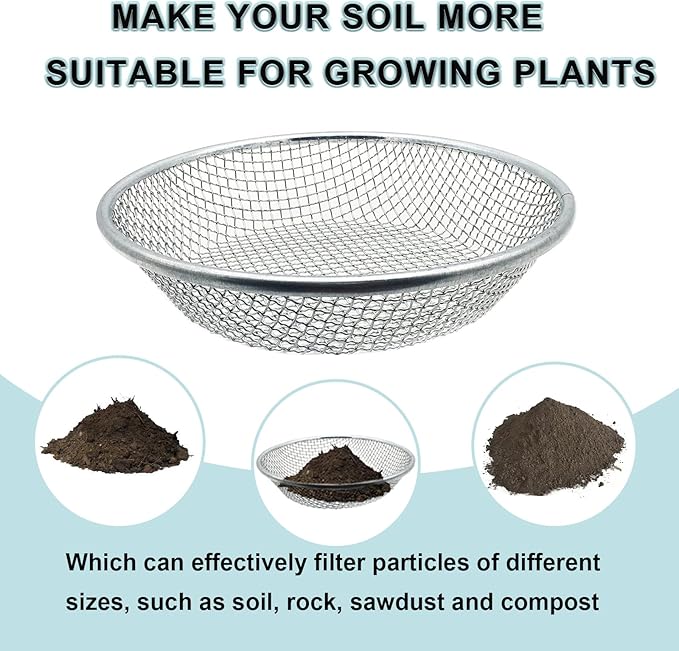 3PCS Soil Sifter for Gardening, Rock Sifter for 5 Gallon Bucket,Compost Sifter Dirt Sifter,Captures Dirt Rocks Sawdust