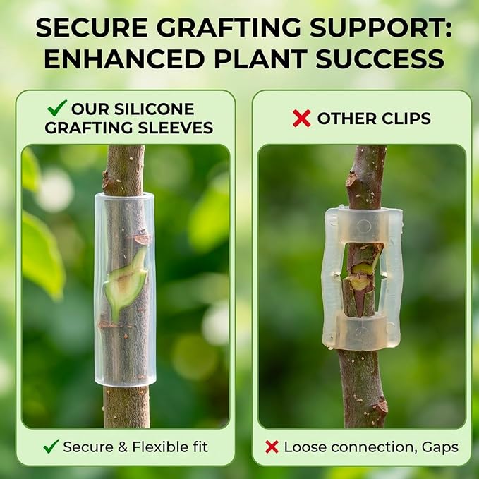 200Pcs Grafting Tape for Fruit Trees, Silicone Grafting Sleeves for Plant Grafting, Tree Grafting Supplies with 3-7.5mm Diameter , Professional Grafting Protection Tubes for Orchard and Garden Use
