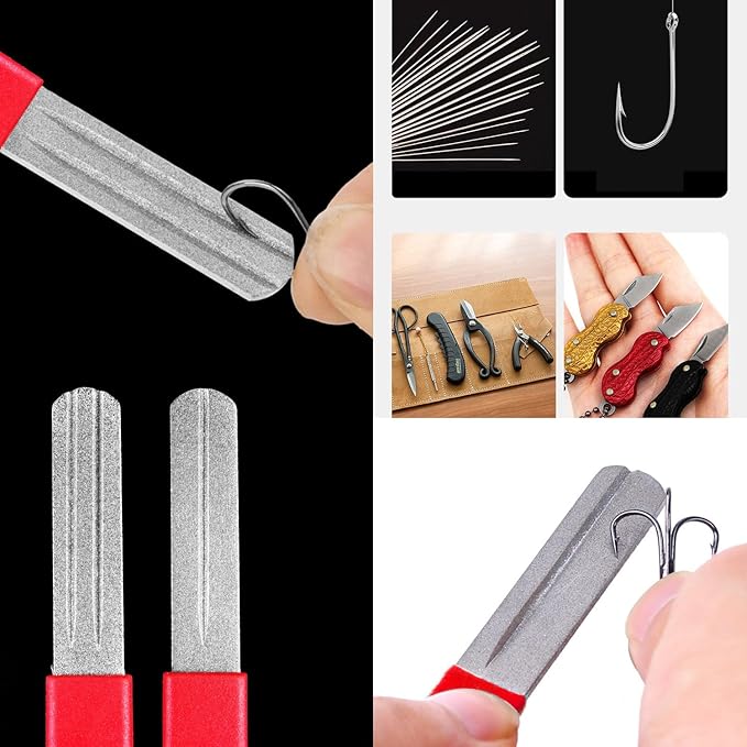 4Pcs Pocket Garden Tool Blade Quick Sharpener, Tungsten Steel Corundum for Travel Camp Lawn Mower Hedge Shears Knife Pruners Axe Scissors Hatchet Machete