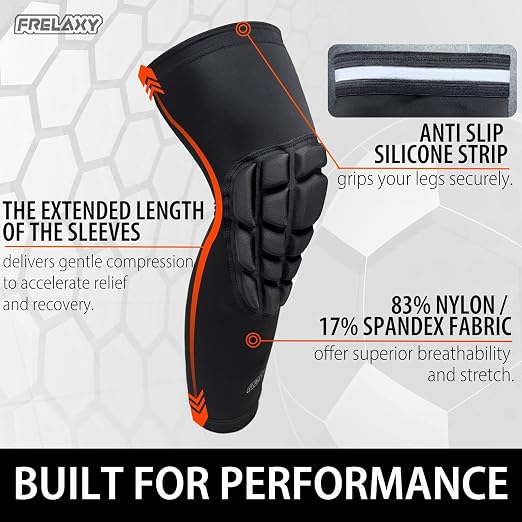 Frelaxy Wrestling Knee Pads, 3D Protective Compression Leg Sleeves, Padded Knee Sleeve for Wrestling, Basketball, Volleyball, Baseball, Knee Protective Gear for Youth, Women & Men (1 Pair)