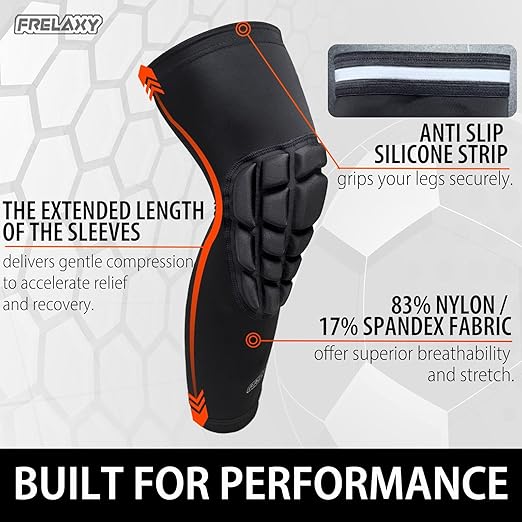 Frelaxy Wrestling Knee Pads, 3D Protective Compression Leg Sleeves, Padded Knee Sleeve for Wrestling, Basketball, Volleyball, Baseball, Knee Protective Gear for Youth, Women & Men (1 Pair)