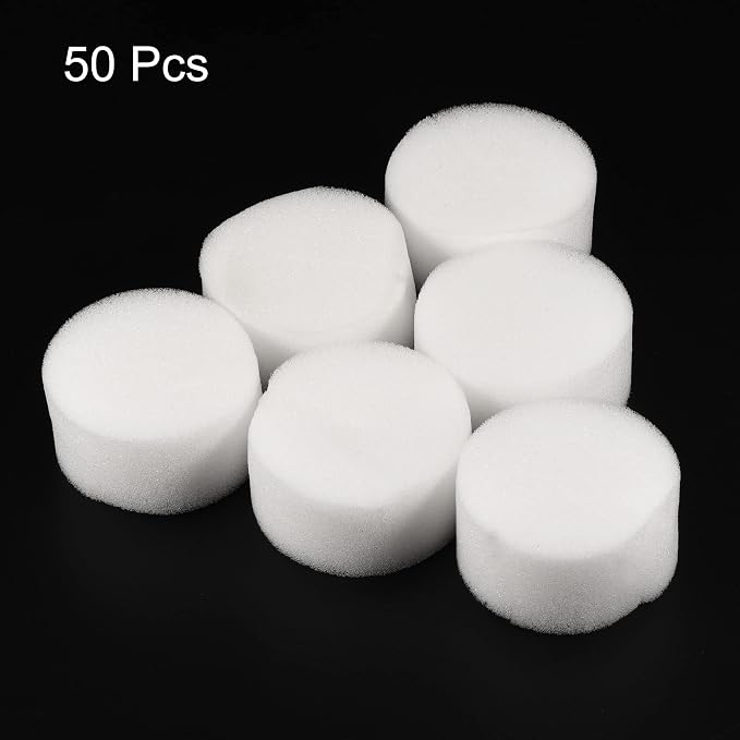 MECCANIXITY 50pcs Hydroponic Sponges, 2.76" Growing Media Cylindrical Sponges for Home Vegetable Flower Planting, White