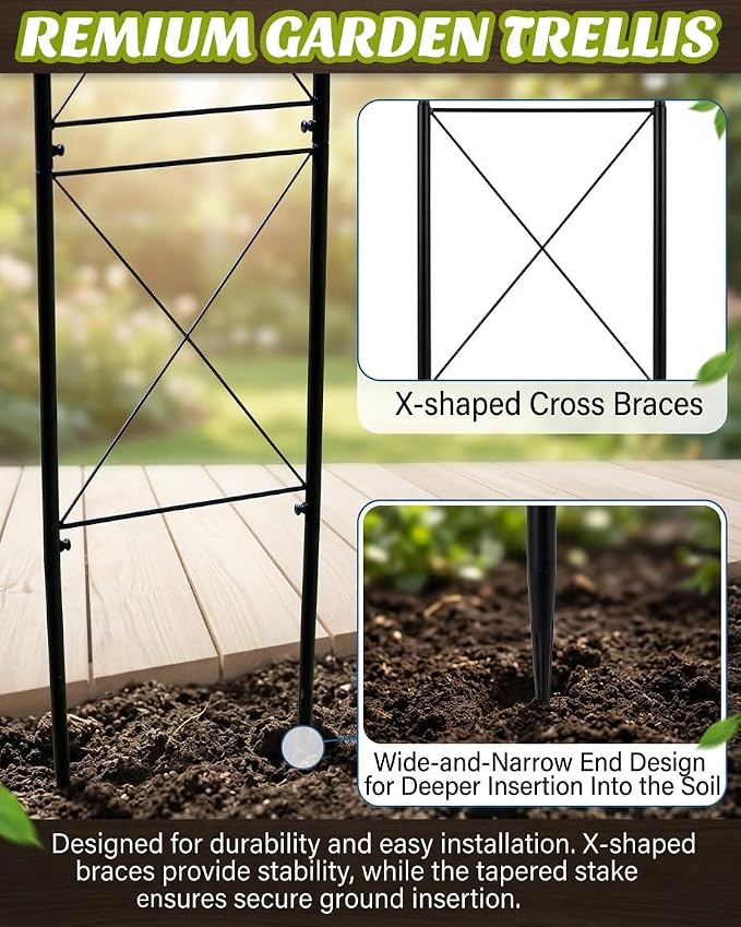 Metal Garden Arbors 8Ft Heavy Duty, Arch Trellis for Climbing Plants | Outdoor Arbor Thickened Metal Frame Trellises Grapes Rose Yard Entrance Wedding Arched Backdrop Stand Party Event Decoration