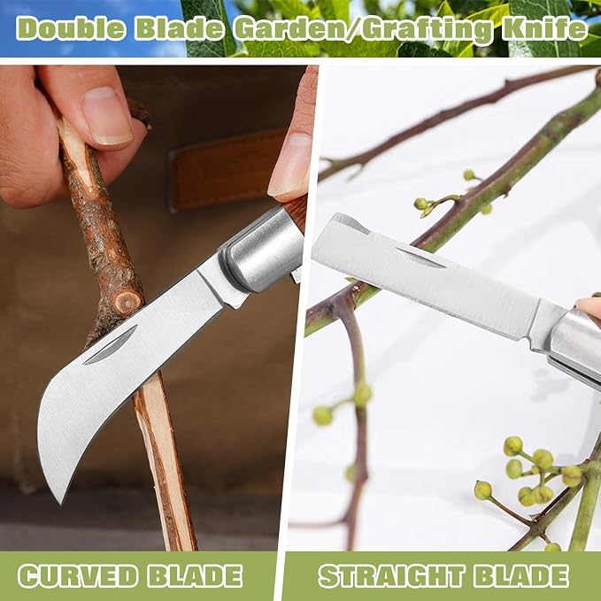 SPEEDWOX Grafting Gardening Knife Double Blades Garden Knife For Budding Pruning With 3 Rolls Grafting Tape And Tree Tags Garden Grafting Tool Grafting Tape For Fruit Trees