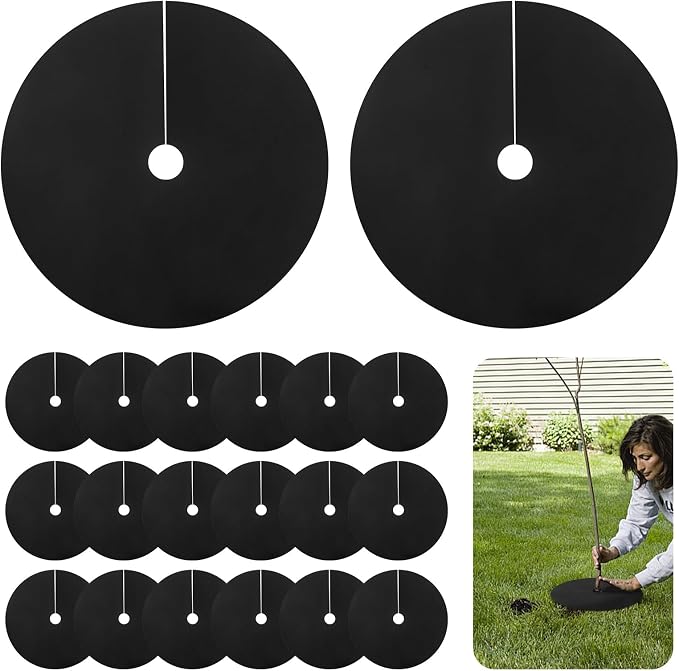 20Pcs Weed Barrier Mats, Tree Rings Mulch Mat, Tree Protectors, Tree Mats for Weeds,Used to inhibit Weed Growth and Landscape Weed Control(25.2 Inch)